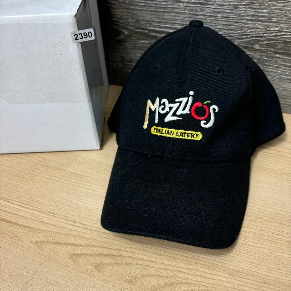 Mazzios Italian Eatery Hat Cap‎ Fitted L-XL Black Flexfit Baseball Cap